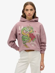 Superdry Purple Neo Trad Tattoo Relaxed 100% Cotton Hoodie - Image 1 of 3