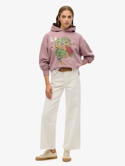 Superdry Purple Neo Trad Tattoo Relaxed 100% Cotton Hoodie - Image 2 of 3
