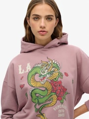 Superdry Purple Neo Trad Tattoo Relaxed 100% Cotton Hoodie - Image 3 of 3