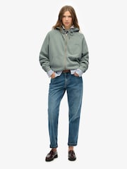 Superdry Green Oversized Essential Logo Raglan Zip Hoodie - Image 2 of 3
