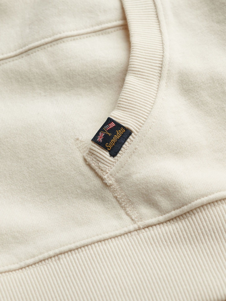 Superdry Cream Athletic Essentials Relaxed Hoodie - Image 6 of 6