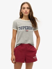 Superdry Grey Athletic Essential Stripe T-Shirt - Image 1 of 3