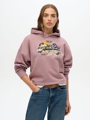 Superdry Purple Tokyo Vintage Logo Relaxed 100% Cotton Hoodie - Image 1 of 3