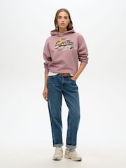 Superdry Purple Tokyo Vintage Logo Relaxed 100% Cotton Hoodie - Image 2 of 3