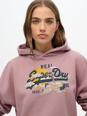 Superdry Purple Tokyo Vintage Logo Relaxed 100% Cotton Hoodie - Image 3 of 3