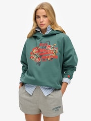 Verde - Superdry Tokyo Vintage Logo Relaxed 100% Cotton Hoodie - Imagen 1 de 3