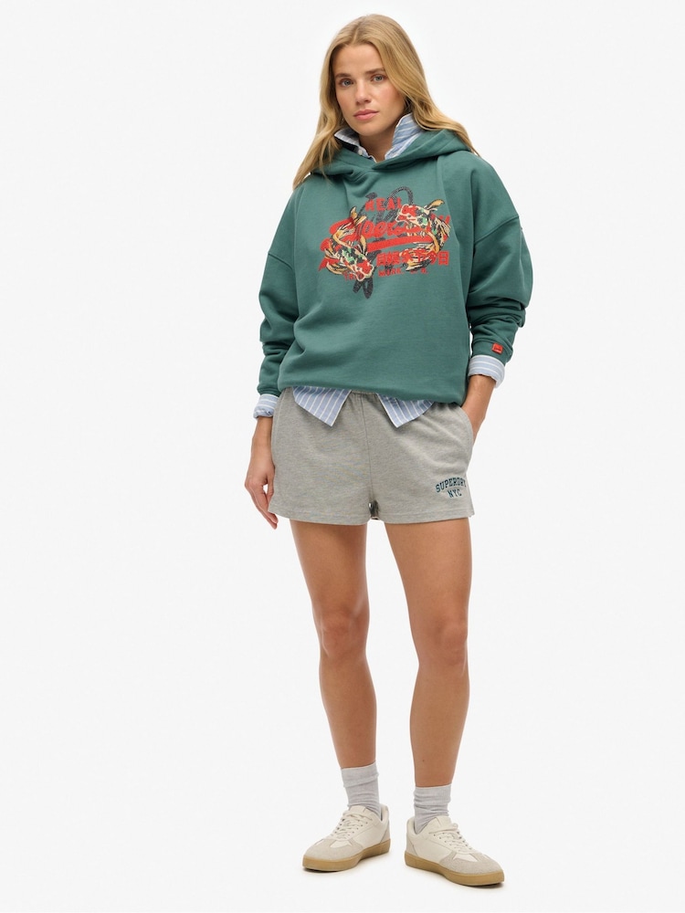 Verde - Superdry Tokyo Vintage Logo Relaxed 100% Cotton Hoodie - Imagen 2 de 3