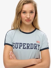 Superdry Blue Athletic Essential Stripe T-Shirt - Image 3 of 3