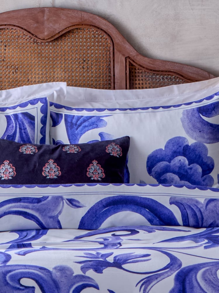 Paoletti Blue Azzurro Printed Cotton Duvet Set - Image 3 of 3