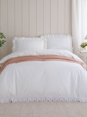 Wylder Peach Scallop Embroidered Cotton Duvet Cover Set - Image 1 of 3
