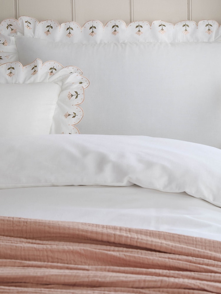 Wylder Peach Scallop Embroidered Cotton Duvet Cover Set - Image 2 of 3