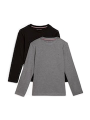 Tommy Hilfiger Grey Signature Essential Long Sleeve 100% Cotton T-Shirts 2 Pack - Image 4 of 5
