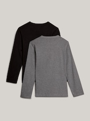 Tommy Hilfiger Grey Signature Essential Long Sleeve 100% Cotton T-Shirts 2 Pack - Image 5 of 5