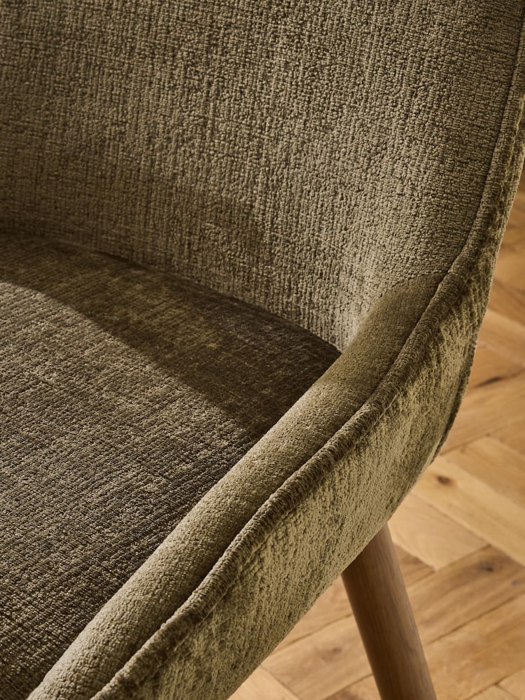 Set of 2 Moss & Smoked Oak Leg Hamilton Dark Wood Leg Quilted Dining Chairs - Image 2 of 8 Set of 2 Moss & Smoked Oak Leg Hamilton Dark Wood Leg Quilted Dining Chairs - Image 2 of 8