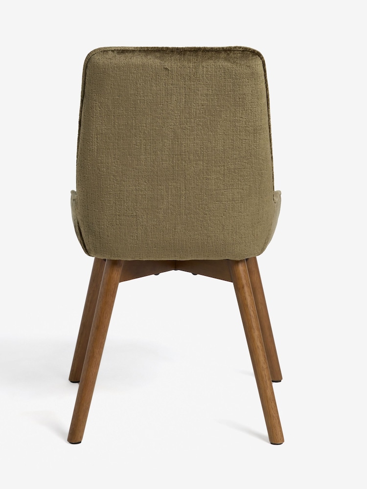 Set of 2 Moss & Smoked Oak Leg Dark Wood Leg Hamilton Dining Chairs - Image 9 of 9