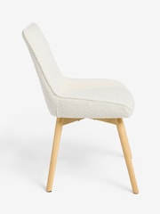 Set of 2 Casual Boucle Oyster Hamilton Light Wood Leg Quilted Dining Chairs - Image 3 of 4