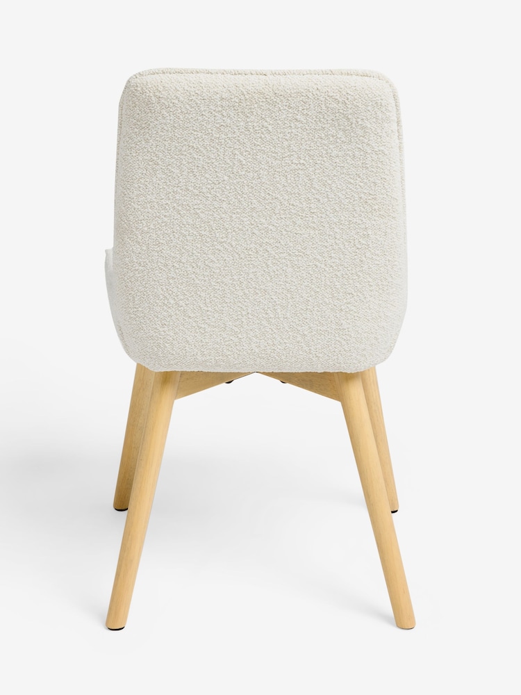 Set of 2 Casual Boucle Oyster Hamilton Light Wood Leg Quilted Dining Chairs - Image 7 of 7 Set of 2 Casual Boucle Oyster Hamilton Light Wood Leg Quilted Dining Chairs - Image 7 of 7