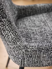 Set of 2 Chunky Texture Black/White Hamilton Black Leg Quilted Dining Chairs - Image 2 of 8