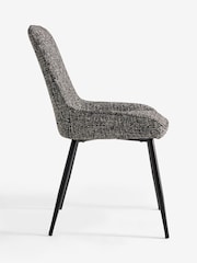 Set of 2 Chunky Texture Black/White Hamilton Black Leg Quilted Dining Chairs - Image 6 of 8