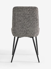 Set of 2 Chunky Texture Black/White Hamilton Black Leg Quilted Dining Chairs - Image 7 of 8