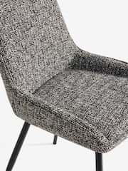 Set of 2 Chunky Texture Black/White Hamilton Black Leg Quilted Dining Chairs - Image 8 of 8