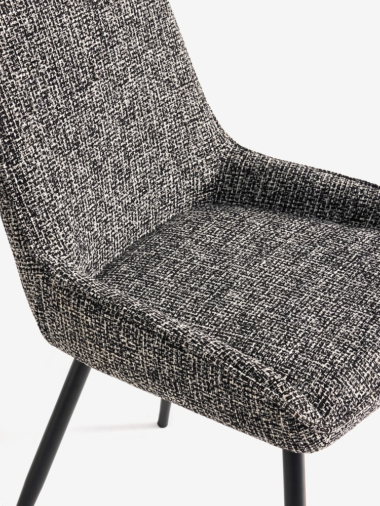 Set of 2 Chunky Texture Black/White Hamilton Black Leg Quilted Dining Chairs - Image 8 of 8 Set of 2 Chunky Texture Black/White Hamilton Black Leg Quilted Dining Chairs - Image 8 of 8