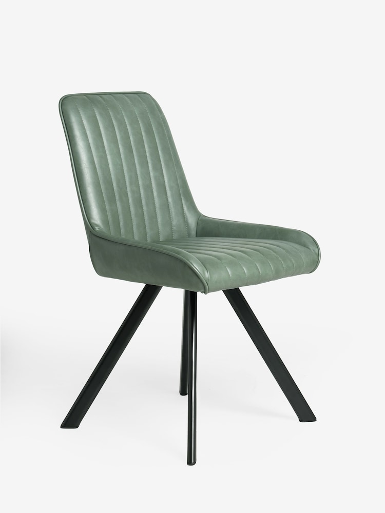 Set of 2 Green Oakley Black Legs Dining Chairs - Image 2 of 4