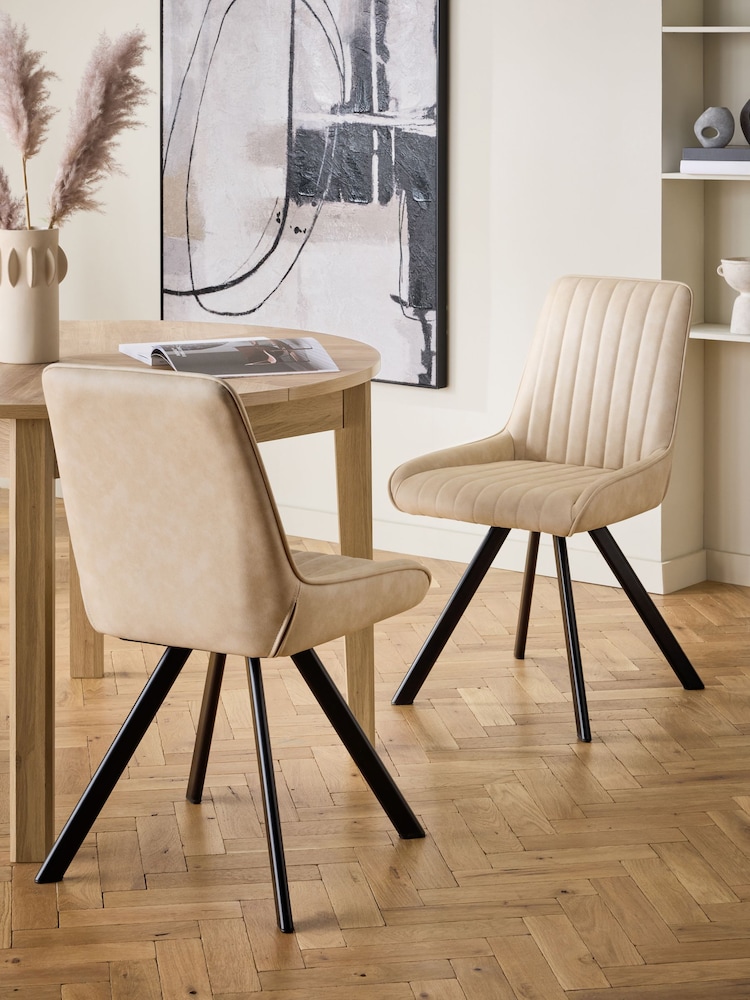 Set of 2 Natural Oakley Black Legs Dining Chairs - Image 1 of 7
