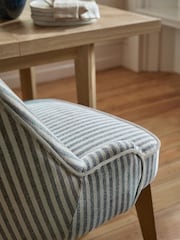 Set of 2 Blue/White Hensley Oak Effect Leg Dining Chairs - Image 2 of 6