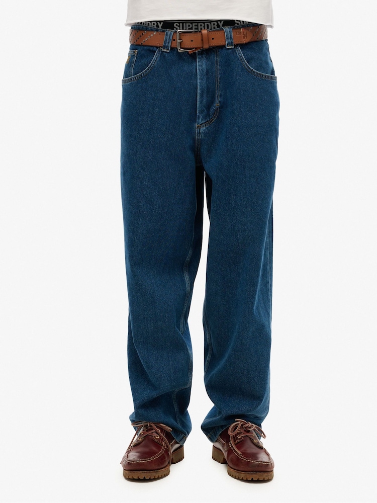 Superdry Blue Navy Cult Mid Rise Baggy Jeans - Image 3 of 4