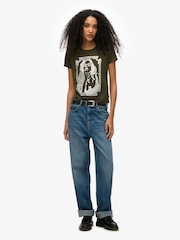 Superdry Green Pop Archive Super Fitted T-Shirt - Image 2 of 6