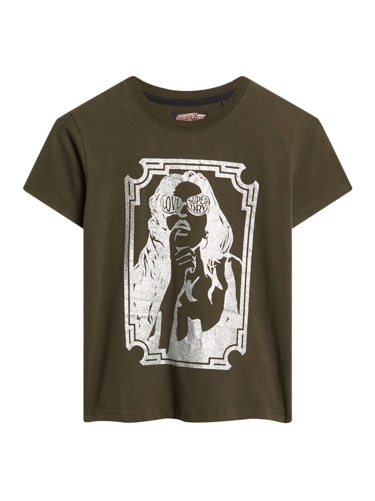 Superdry Green Pop Archive Super Fitted T-Shirt - Image 6 of 6