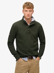 Superdry Green Cotton Classic Pique Henley Jumper - Image 1 of 5
