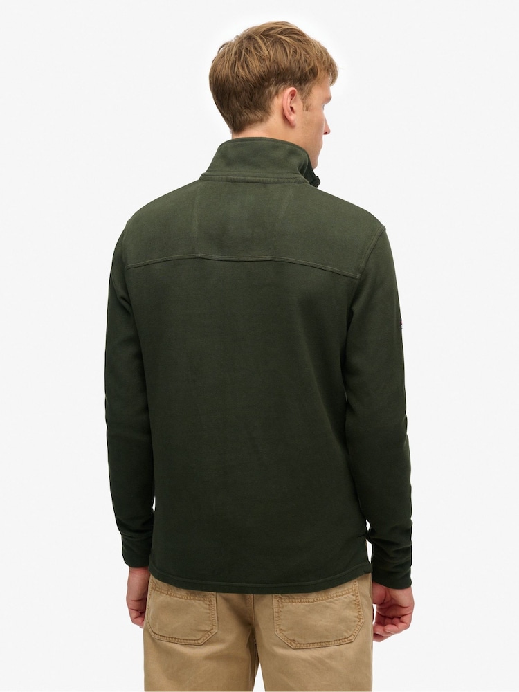 Superdry Green Cotton Classic Pique Henley Jumper - Image 2 of 5