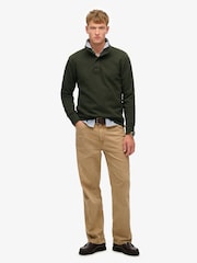 Superdry Green Cotton Classic Pique Henley Jumper - Image 3 of 5