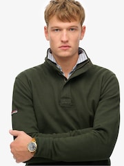 Superdry Green Cotton Classic Pique Henley Jumper - Image 4 of 5
