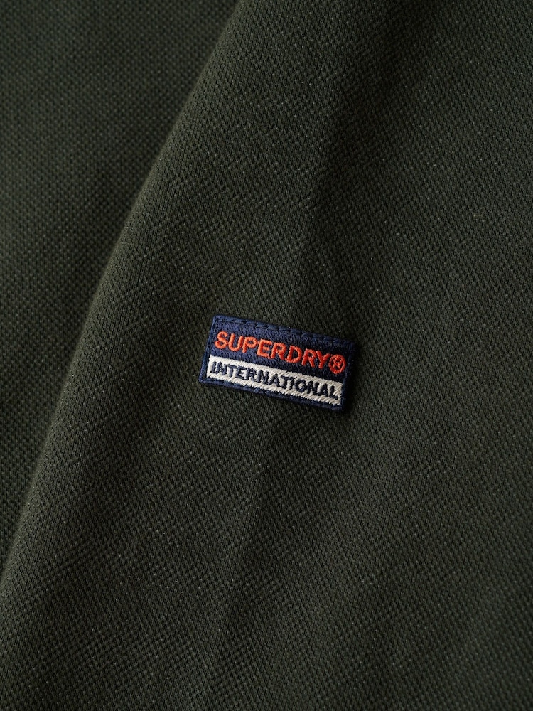 Superdry Green Cotton Classic Pique Henley Jumper - Image 5 of 5