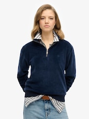 Lichtblauw - Superdry Velour Half Zip Jumper - Image 1 of 3
