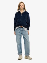 Lichtblauw - Superdry Velour Half Zip Jumper - Image 2 of 3