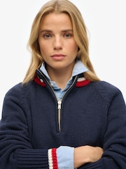 Superdry Blue Tipped Half Zip Jumper - Image 3 of 3