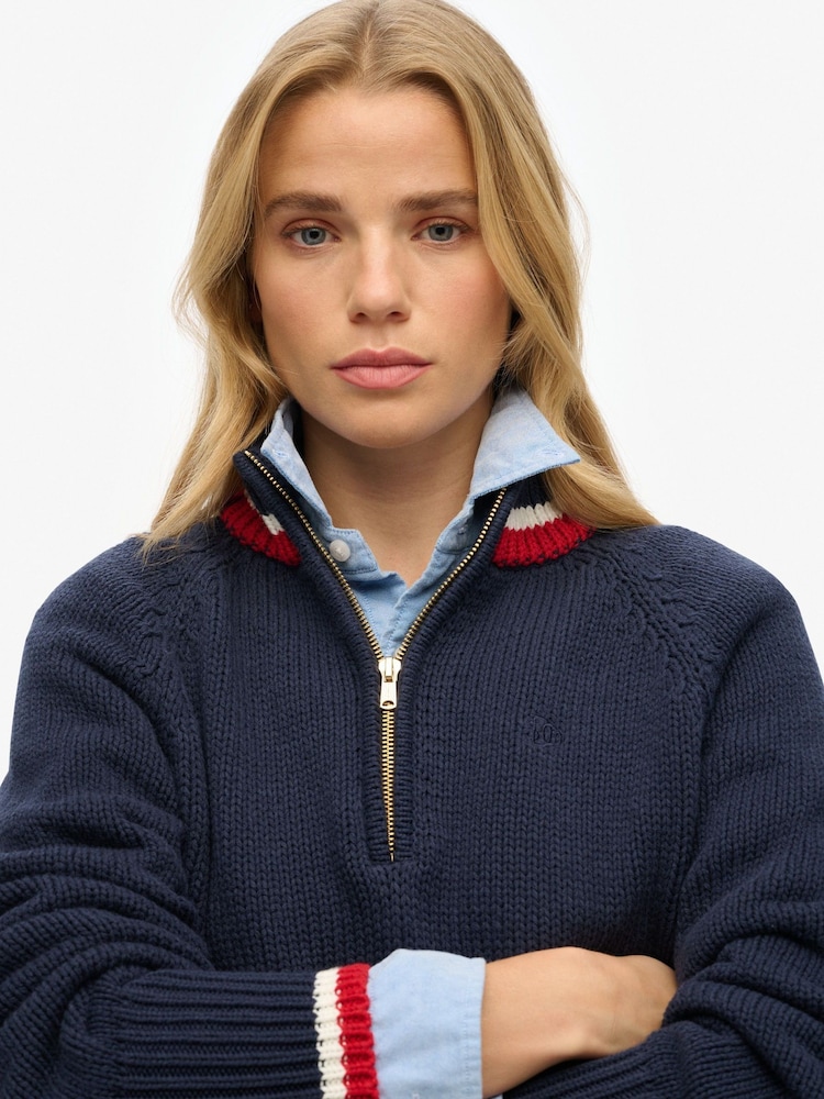 Azul - Suéter con media cremallera con ribete de Superdry - Imagen 3 de 3 Azul - Suéter con media cremallera con ribete de Superdry - Imagen 3 de 3