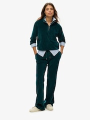 Superdry Green Velour Half Zip Jumper - Image 2 of 3