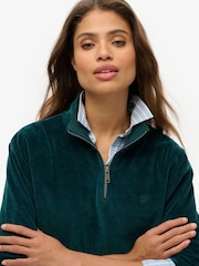 Superdry Green Velour Half Zip Jumper - Image 3 of 3