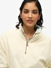 Wit - Superdry Velour Half Zip Jumper - Image 3 of 3