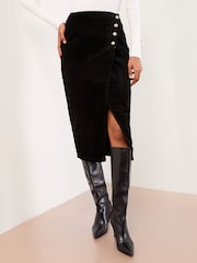 Lipsy Asymmetrical Button Midi Skirt - Imagem 1 de 4
