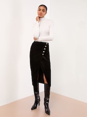 Lipsy Asymmetrical Button Midi Skirt - Imagem 3 de 4