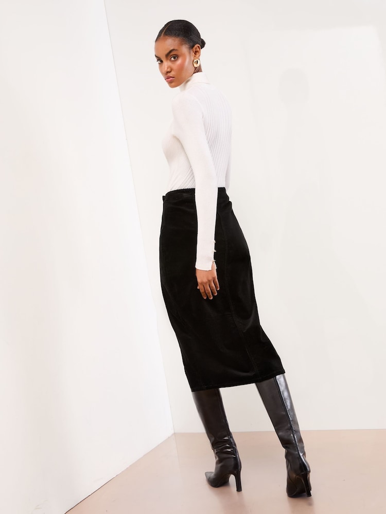 Lipsy Asymmetrical Button Midi Skirt - Imagem 4 de 4