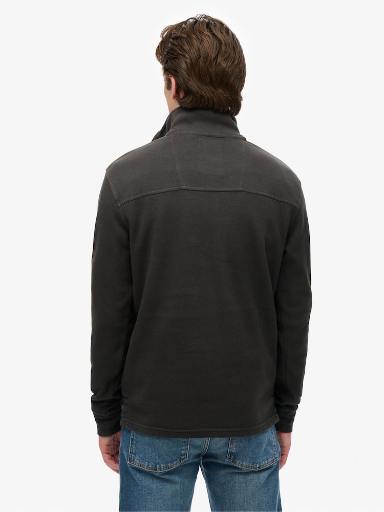 Superdry Black Cotton Classic Pique Henley Jumper - Image 2 of 5