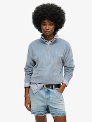 Blauw - Superdry Velour Half Zip Jumper - Image 1 of 6