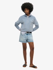 Blauw - Superdry Velour Half Zip Jumper - Image 3 of 6